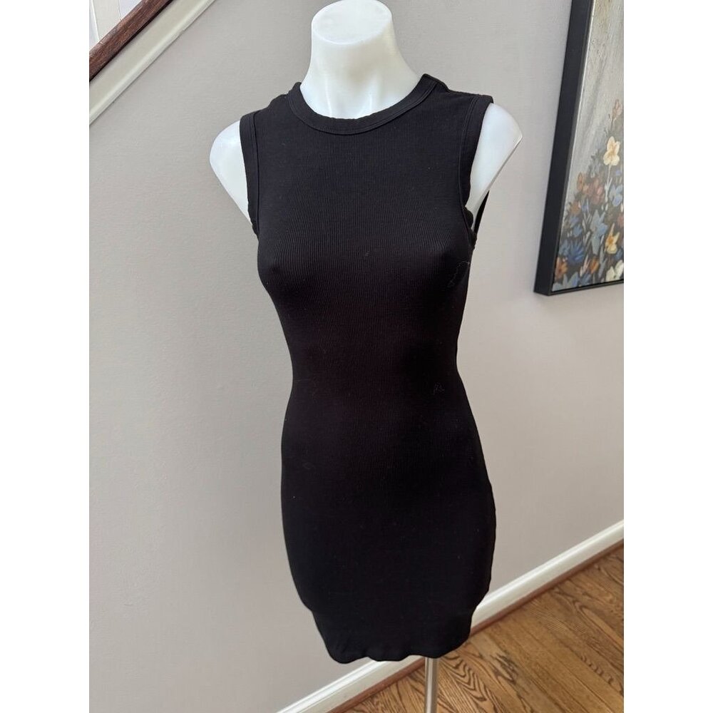 Enza Costa Black Sleeveless Ribbed Bodycon Dress